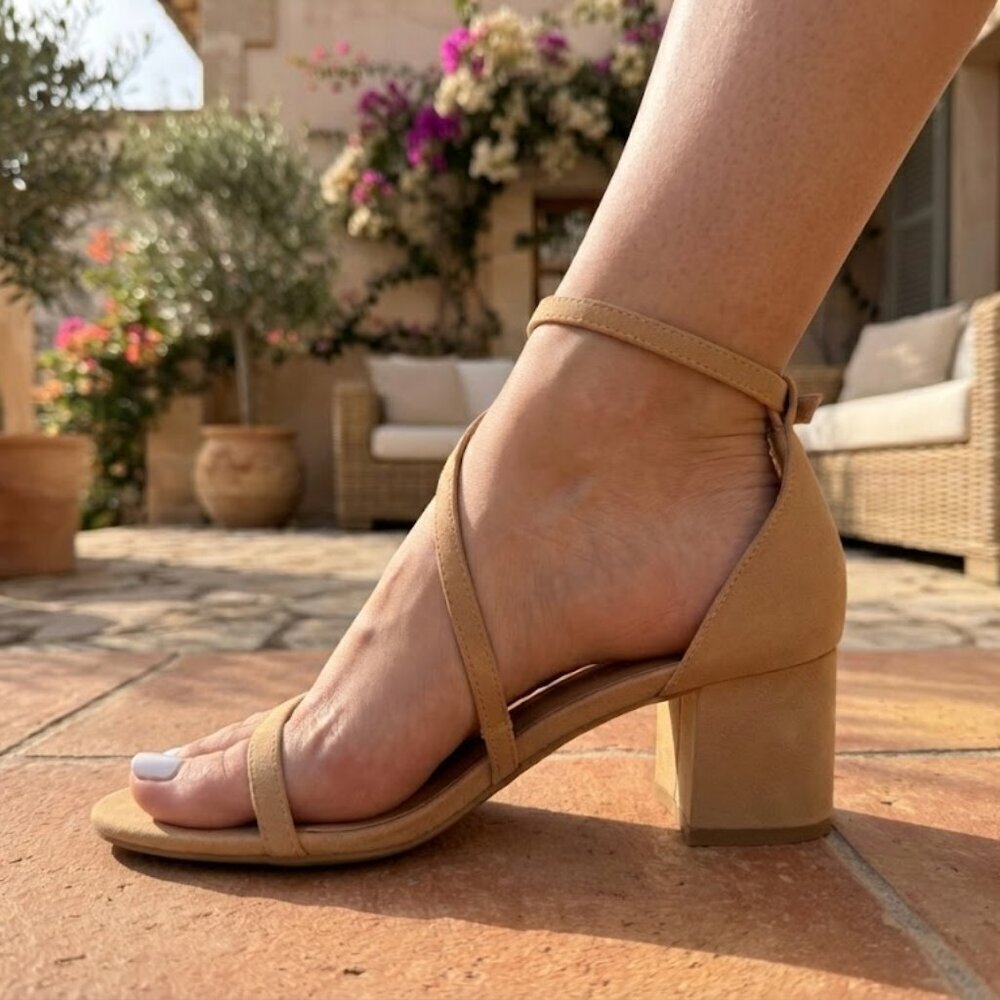NWT Delicious Beige Strappy Block Heel Sandals 2.5" Heel - Only 2 Pairs Left! 👠 - Picture 6 of 7